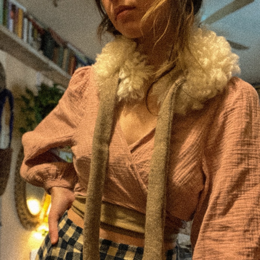 Handmade Sheepskin Collar with Brown Wool Tassels
